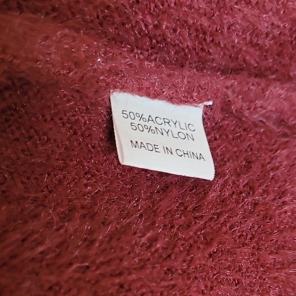 QIXING Women Long Line Open Cardigan Size S Red Maroon Soft Stretch Pockets - Picture 7 of 13